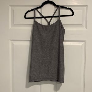 Lululemon grey heather Power Y tank top sz 10
